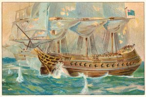 HMS Shannon og hendes duel med Chesapeake af English School